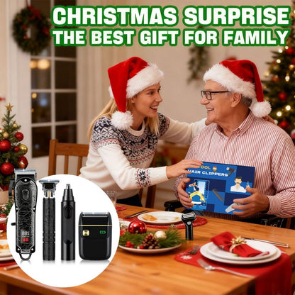 Men's Grooming Set USB Rechargeable Hair Clipper Electric Shaver Nose Ear Hair Trimmer for Everyday Face, Beard and Body Grooming