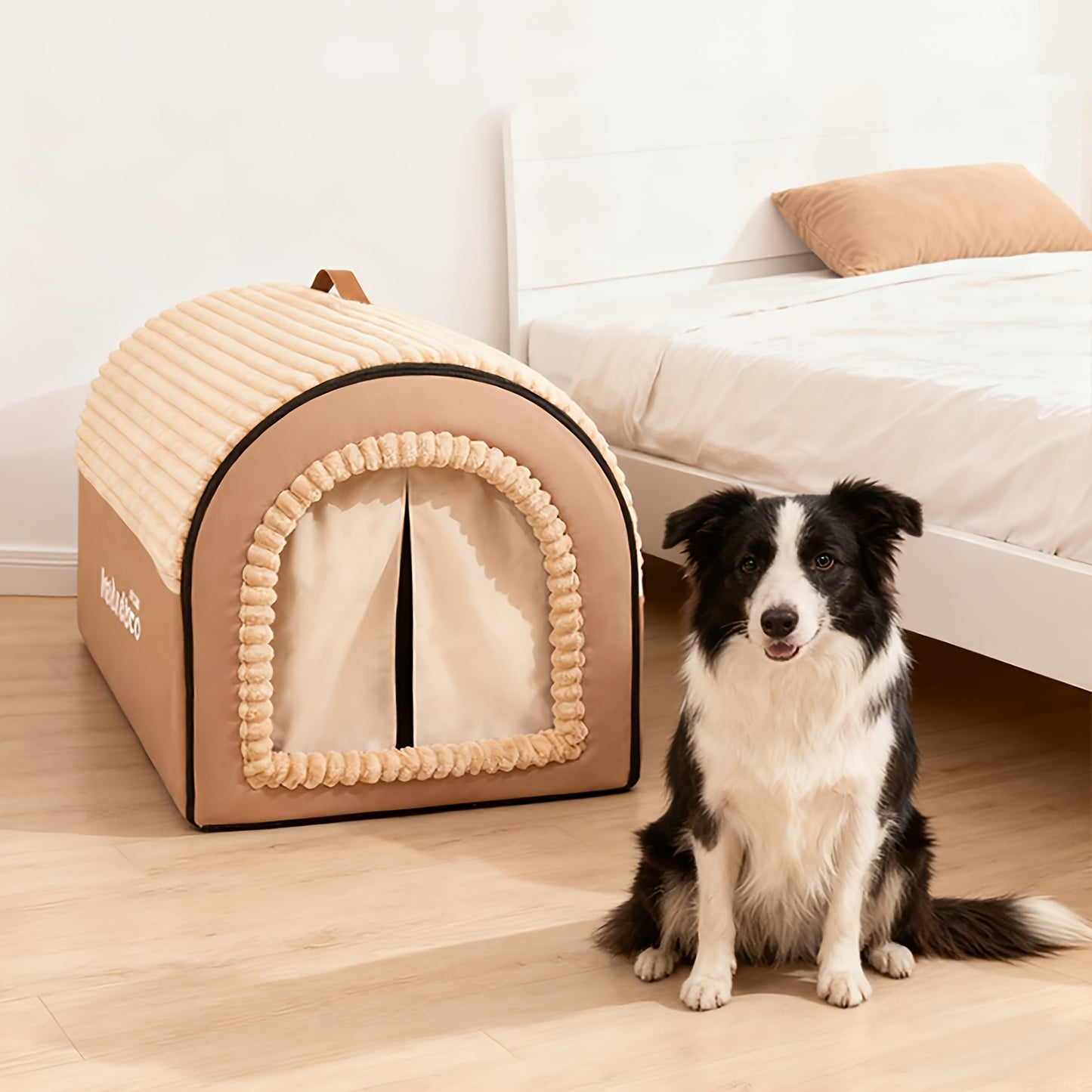 Dog Bed Cat Bed Enclosed Pet Tent House – All-Season Soft Washable Cave Bed with Non-Slip Bottom, Cozy Puppy Kennel