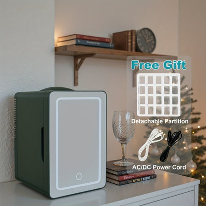 Mini Fridge 1.59 Gal 9-Can - AC/DC Portable Cooler & Heater, Silent Thermoelectric Refrigerator for Skincare