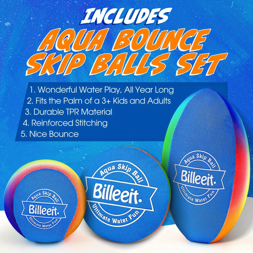Water Bouncing Balls Set of 5 with Mesh Bag, Colorful Skipping Water Balls for Pool Beach Lake Outdoor Play
