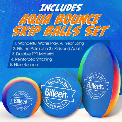 Water Bouncing Balls Set of 5 with Mesh Bag, Colorful Skipping Water Balls for Pool Beach Lake Outdoor Play