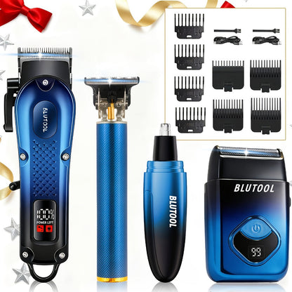 Electric Hair Trimmer & Beard Shaver Set for Men - Professional Rechargeable Hair Clipper with LED Display
