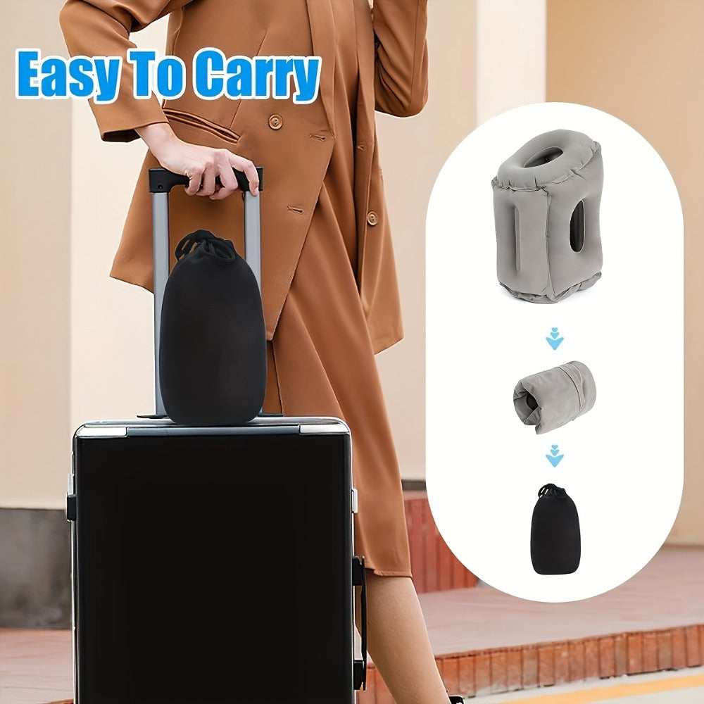 Inflatable Travel Neck Pillow Portable Air Cushion Microfiber Cover Neck Support for Airplane for Entryways, Bedrooms and Living Spaces
