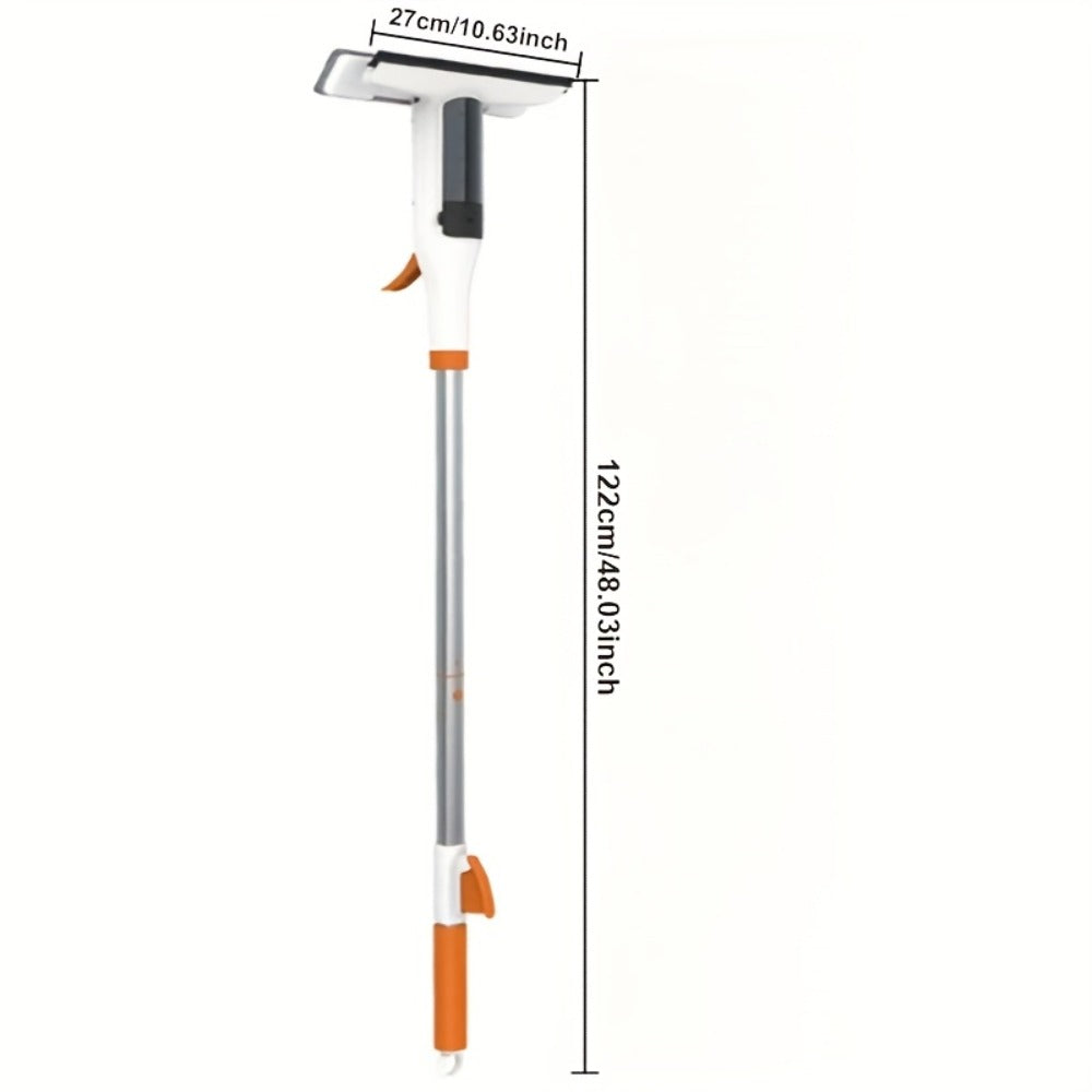 3-in-1 Glass Cleaning Kit with Durable Metal Pole & Scraper, Window Cleaner Tool for High Windows Shower Doors Car Windshields