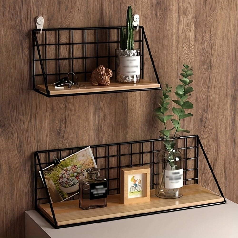 Metal Floating Wall Shelf, No Drill Wall Mounted Storage Rack for Bathroom, Living Room & Bedroom