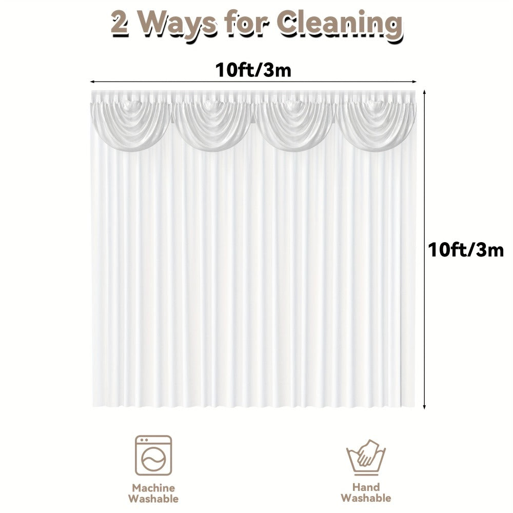 White Silk Wedding Backdrop Curtains 10x10ft – 1 Pack Luxurious Smooth Drapes for Wedding, Birthday, Bridal Shower, Party