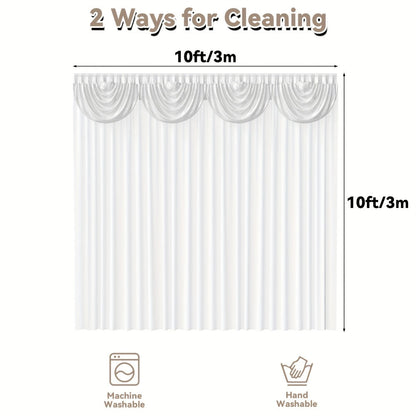 White Silk Wedding Backdrop Curtains 10x10ft – 1 Pack Luxurious Smooth Drapes for Wedding, Birthday, Bridal Shower, Party