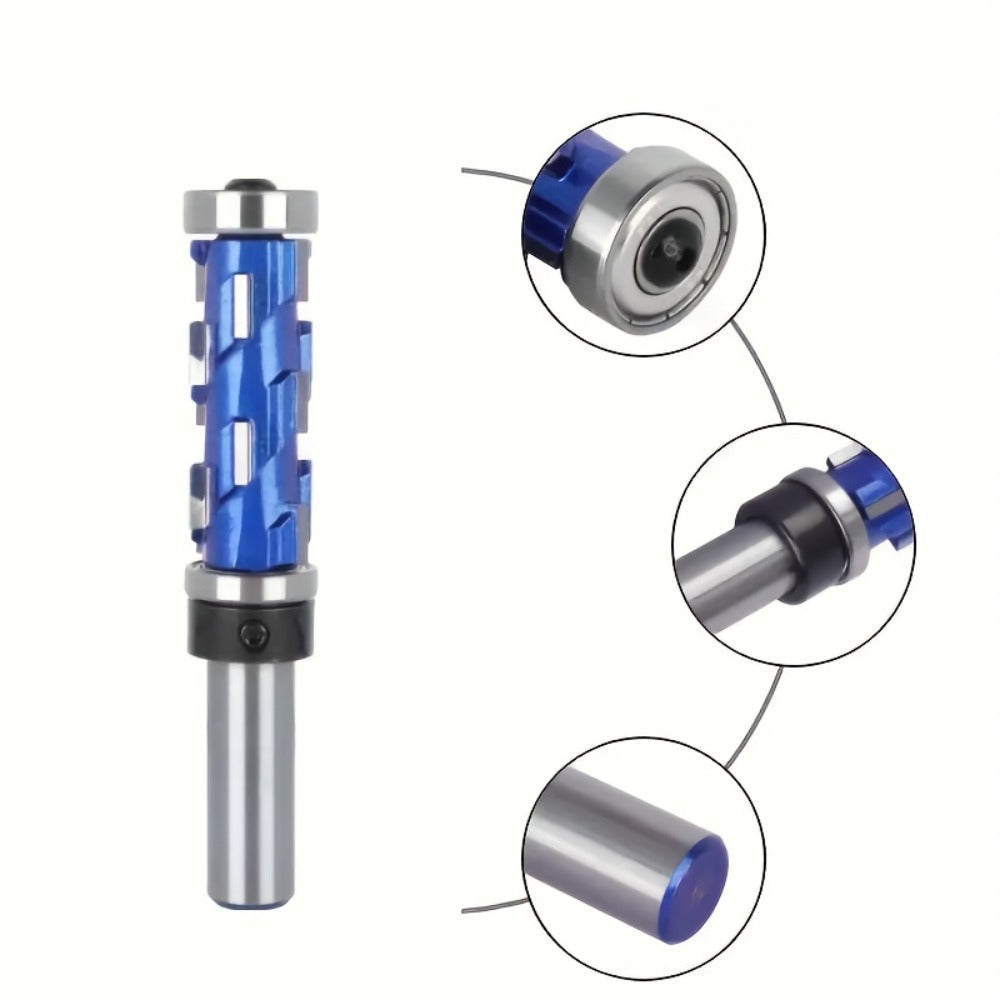 Carbide Flush Trim Router Bit 1/2" Shank - Double Bearing Design, Precision Woodworking Template Trimming Bit