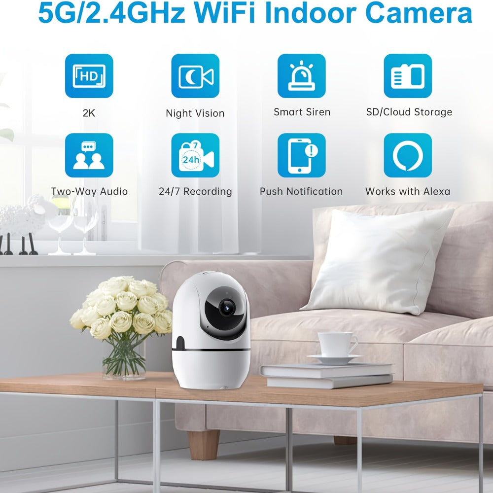 Security Camera 4MP Indoor Model with Dual-Band WiFi, 360 Pan-Tilt, Color Night Vision and Two-Way Audio