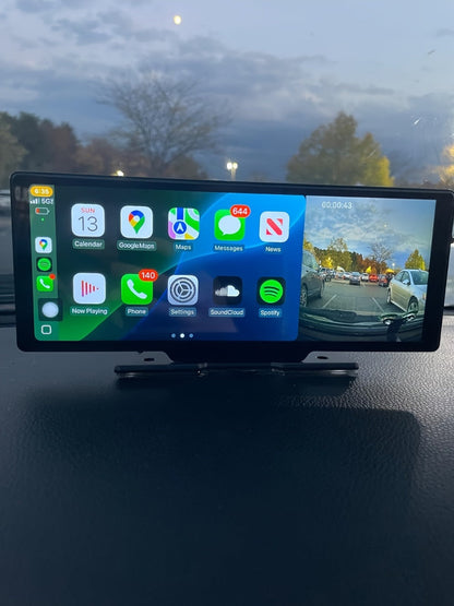 10.26 Inch Car Screen with Wireless CarPlay & Android Auto – Ultra HD Bluetooth Car Monitor, Dual Camera, Reversing Assist, Navigation