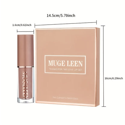 Lip Gloss Set by MUGE LEEN with 12 Mixed Nude, Pink and Red Lip Colors in a Presentation Box