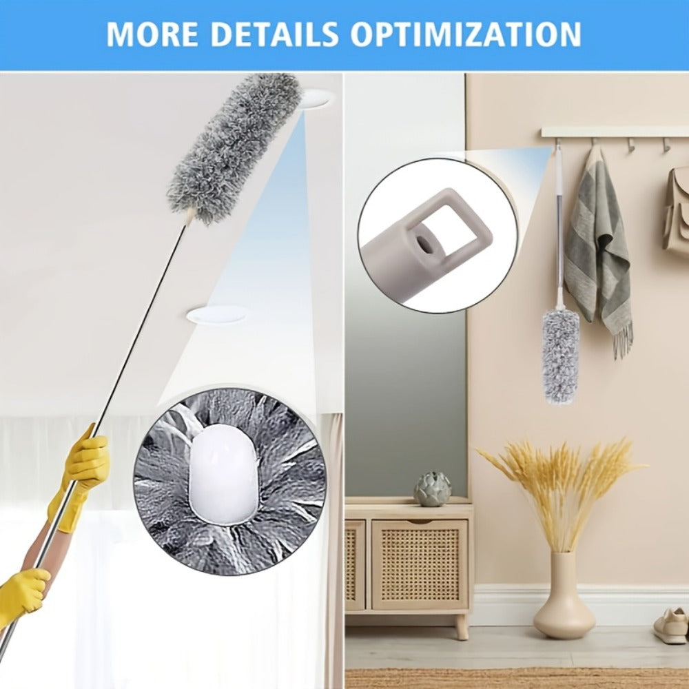 Microfiber Duster Kit with 100 Inch Extension Pole Extendable Bendable Feather Duster for Entryways, Bedrooms and Living Spaces