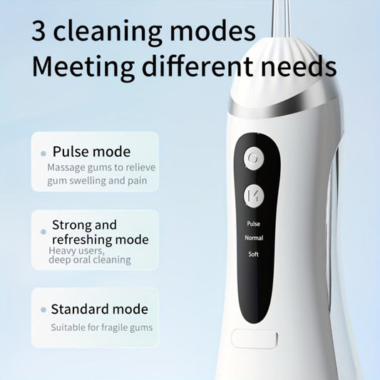 Water Flosser Portable Three-Mode Oral Irrigator with Brush Head Attachment, USB Charging and White, Black or Pink Options