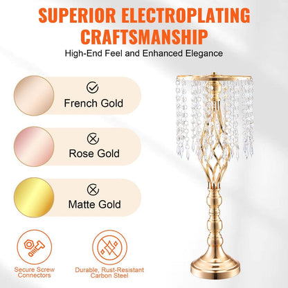 Wedding Flower Stand Vase Gold Crystal Centerpiece Tall Floral Stand for Party Table Decor for Entryways, Bedrooms and Living Spaces