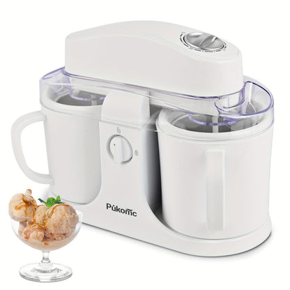 Ice Cream Maker Machine Dual Cup Self-Freezing, Make 2 Flavors Homemade Ice Cream Sorbet Frozen Yogurt at Once