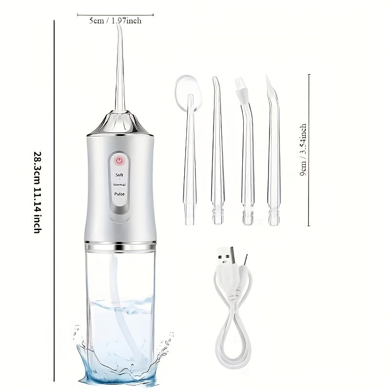 Portable Oral Irrigator with 360° Rotating Nozzle, Three Pressure Modes, USB Charging and Four Color Options