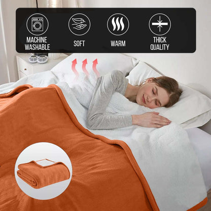480GSM Sherpa Fleece Blanket, Double-Sided Heavy Throw for Couch, Bed & Travel, Reversible All Season