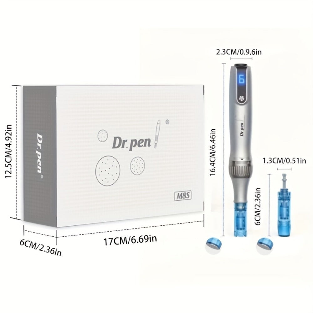 Dr Pen M8S Microneedling Pen Kit 10PCS 0.25mm Replacement Cartridges - USB Rechargeable for Bath Time, Home Spa and Personal Care