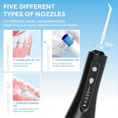 Water Flosser SEJOY Cordless Oral Irrigator with 300ml Tank, Five Modes, Five Nozzles, 1800mAh Battery and USB Charging