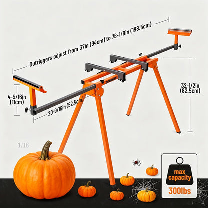 Miter Saw Stand with 78-1/8" Sliding Rail, 3-Step Quick Fold, Universal Fit for DeWalt Makita Bosch & Most Miter Saw Brands
