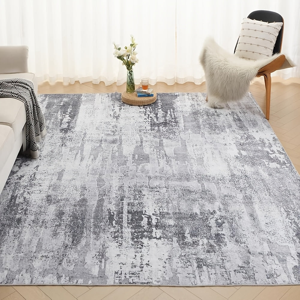 Area Rug Retro Tie-Dye Print in Orange, Grey or Light Green with Three Machine-Washable Sizes