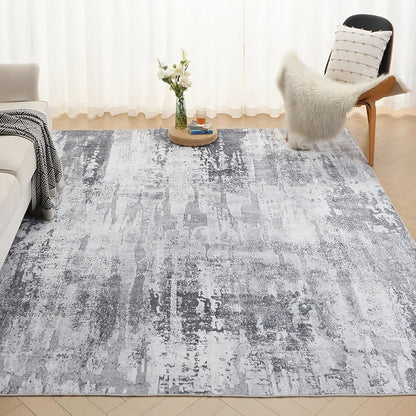 Area Rug Retro Tie-Dye Print in Orange, Grey or Light Green with Three Machine-Washable Sizes