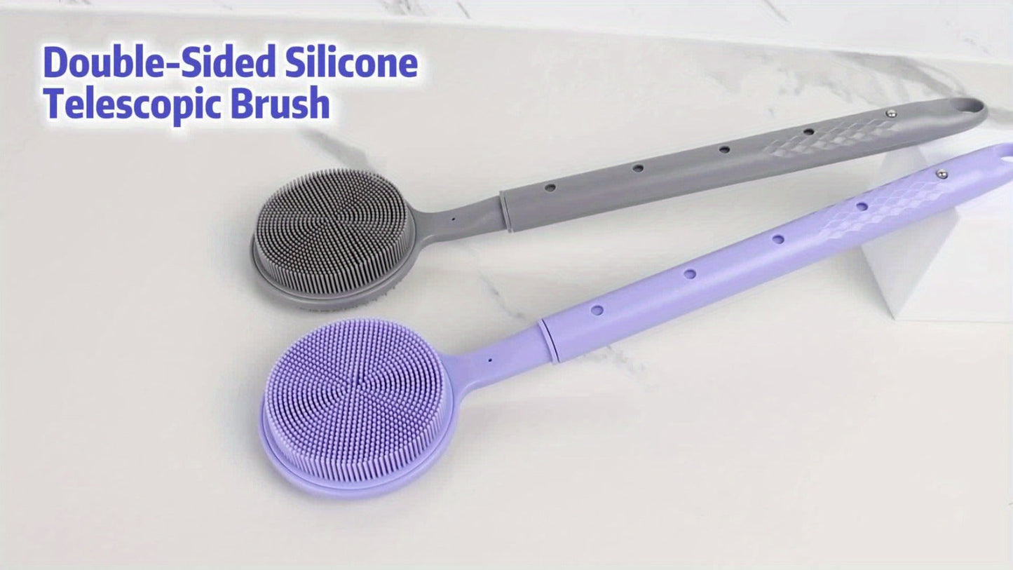 Long Handle Bath Brush Extendable 40-60cm Back Scrubber Dual-Sided Exfoliating Body Brush, for Bath Time, Home Spa and Personal Care