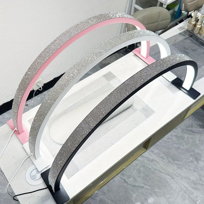 Nail Studio Lamp 29-Inch LED Half-Moon Desk Light with Three Color Temperatures and Adjustable Brightness for Nail Work