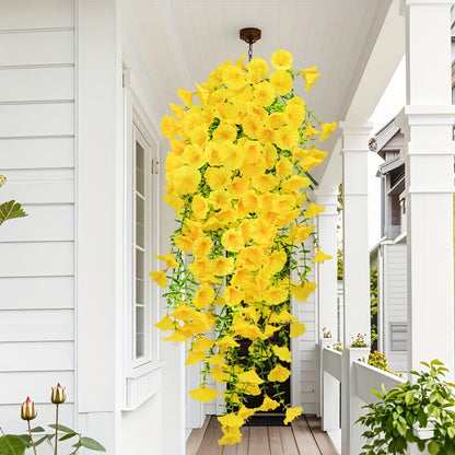Artificial Flowers Four-Bundle Hanging Morning Glory Set with Flexible Stems in Three Style Options