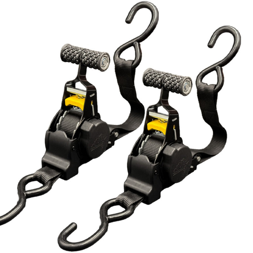 Self-Retracting Tie Down Straps 10 Feet Ratchet Cargo Straps, Auto Retract for Truck Trailer Motorcycle Moving & Appliances