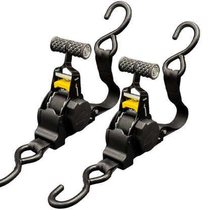 Self-Retracting Tie Down Straps 10 Feet Ratchet Cargo Straps, Auto Retract for Truck Trailer Motorcycle Moving & Appliances