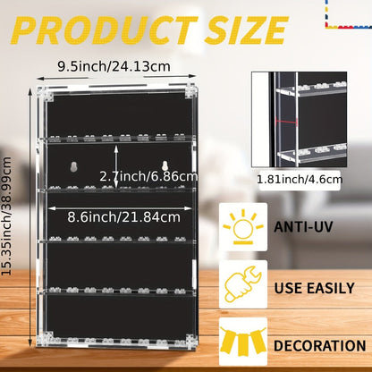 Wall Mounted Display Case 5-Tier for 40 Figurines Clear Acrylic Showcase with Built-In Stands & Mounting Hardware for Action Figures Funko
