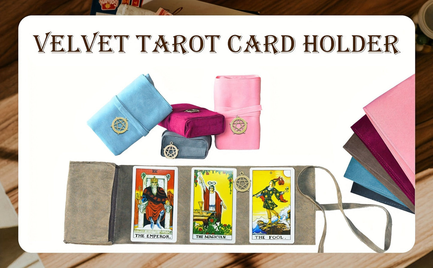 Tarot Card Bag Velvet Pouch with Retro Pendant – 5pcs Lightweight Tarot Storage Holder Set, Mystical Drawstring Bags for Tarot Cards