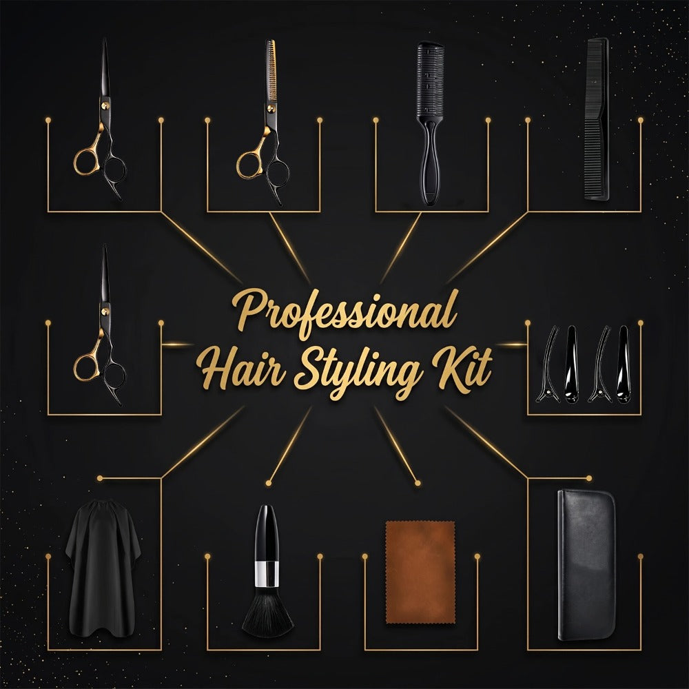 Hair Cutting Scissors Kit 13 Piece – Professional Barber Shears Set with Thinning Shears, Blending Scissors & Accessories