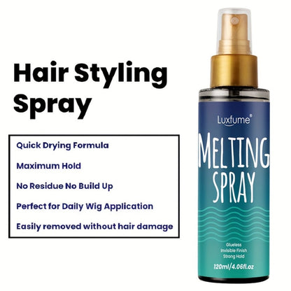 Lace Melting Spray Kit for Wig Installation, 120ml Bottle Alone or with Tools and Wig Cap Set