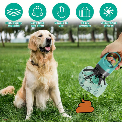 Dog Poop Scooper with Bag Dispenser – 5-Pack Portable Claw Design, Leak-Proof Waste Bags Included, Durable Plastic for Outdoor Dog Waste