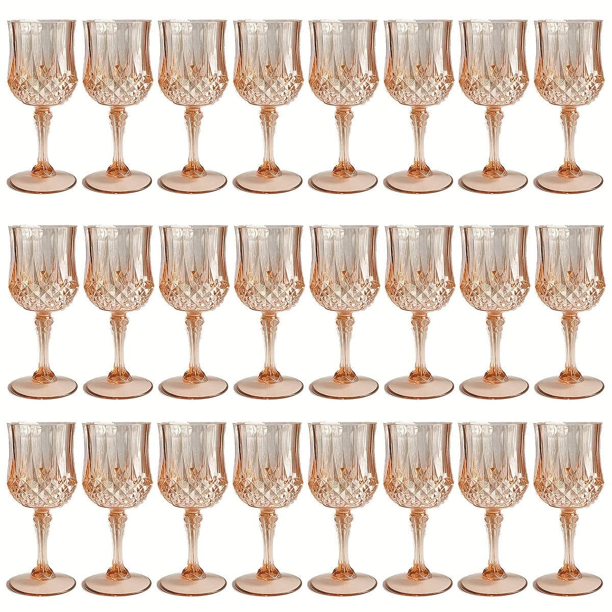 Plastic Wine Glasses 24 Pack – Colorful Shatterproof Goblets for Parties, Weddings & Events – Reusable Vintage-Style Stemmed Cups