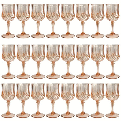 Plastic Wine Glasses 24 Pack – Colorful Shatterproof Goblets for Parties, Weddings & Events – Reusable Vintage-Style Stemmed Cups