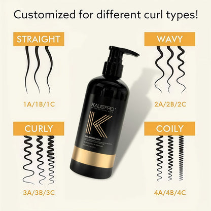 Curl Defining Cream 300ml for Curly Wavy Coily Hair, Frizz Control, Hold, Antistatic Scalp-Safe Hair Styling Cream for Women and Men