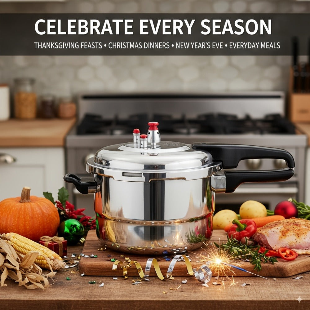 Aluminum Pressure Cooker Stovetop - 4.5Qt & 8Qt with Exhaust Valve & Multiple Safety Protections