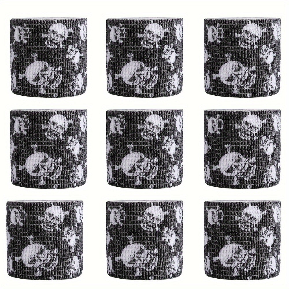 Tattoo Kit 9pcs Skull & Camouflage Temporary Tattoo Stencil Set, Body Art Accessories for Adults & Kids