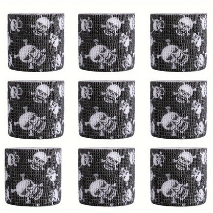 Tattoo Kit 9pcs Skull & Camouflage Temporary Tattoo Stencil Set, Body Art Accessories for Adults & Kids