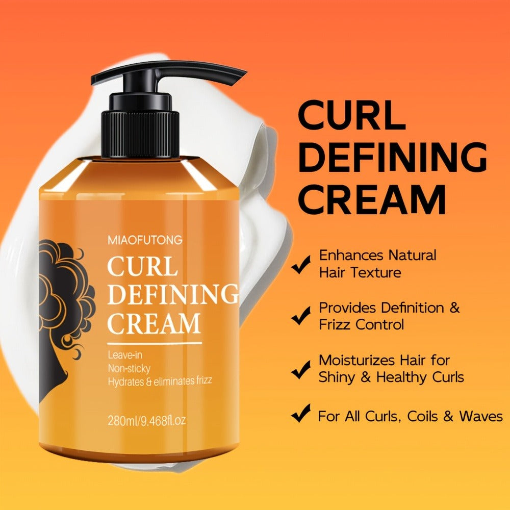 280ml Argan-Oil Curl Defining Cream in Pump Bottle for Leave-In Styling of Wavy, Curly and Coily Hair