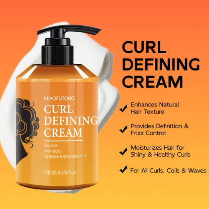 280ml Argan-Oil Curl Defining Cream in Pump Bottle for Leave-In Styling of Wavy, Curly and Coily Hair