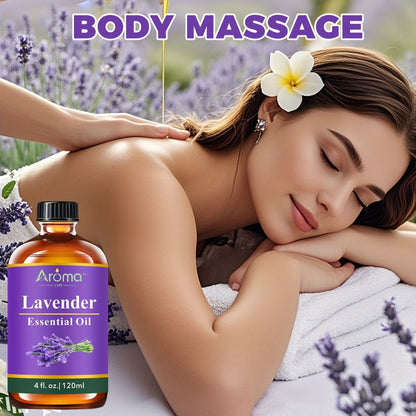 Lavender Essential Oil 4oz, Pure Aromatherapy Oil for Diffuser, Candle, Humidifier & Massage, Also in Eucalyptus