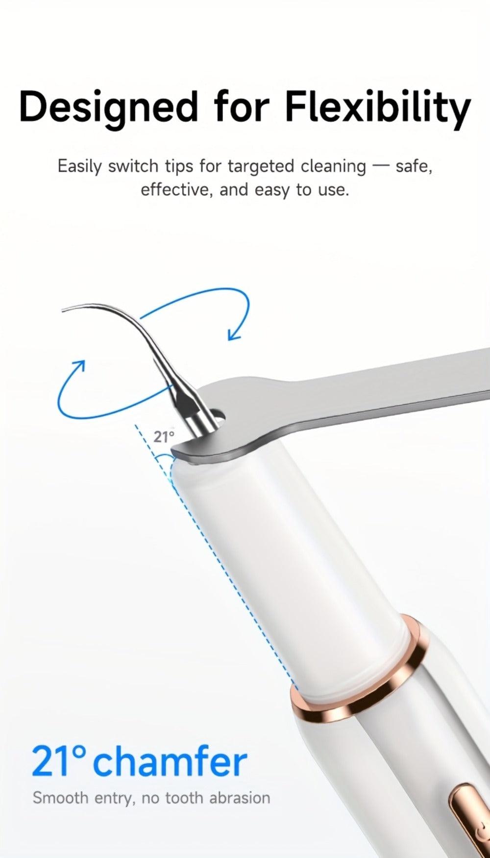 Electric Tooth Cleaner Tartar Remover Rechargeable – 5 Speed Modes, LED Light, USB Charging, 2 Replaceable Brush Heads