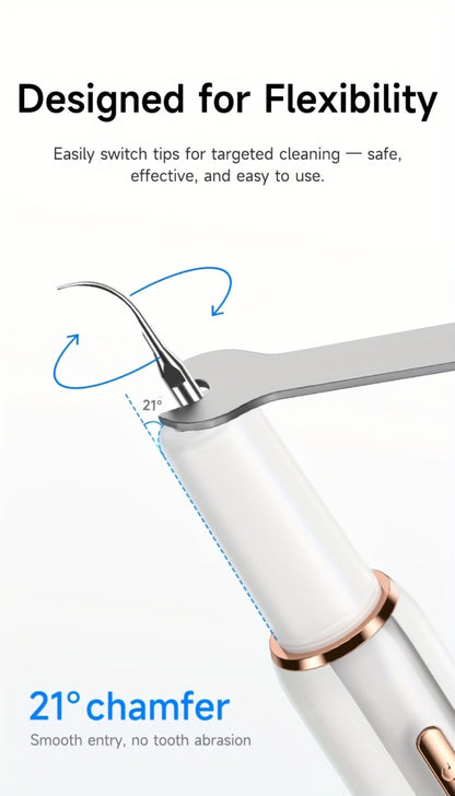Electric Tooth Cleaner Tartar Remover Rechargeable – 5 Speed Modes, LED Light, USB Charging, 2 Replaceable Brush Heads