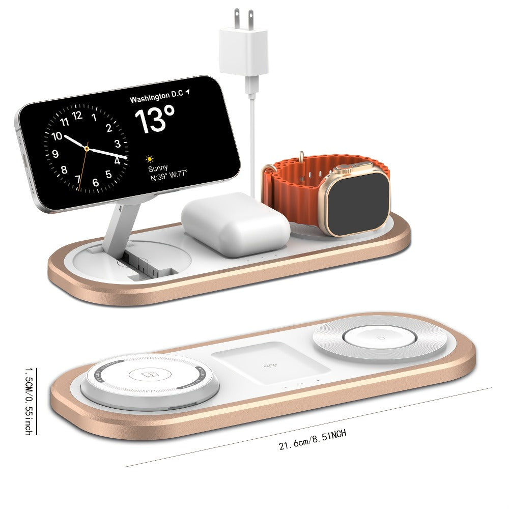 Wireless Charging Station, Foldable 3-in-1 15W Pad for iPhone, Samsung Galaxy, Apple Watch and AirPods Models