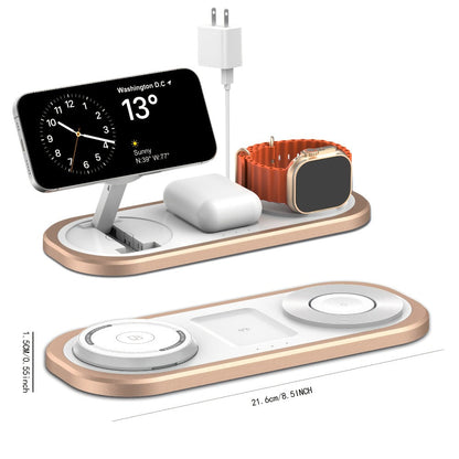 Wireless Charging Station, Foldable 3-in-1 15W Pad for iPhone, Samsung Galaxy, Apple Watch and AirPods Models