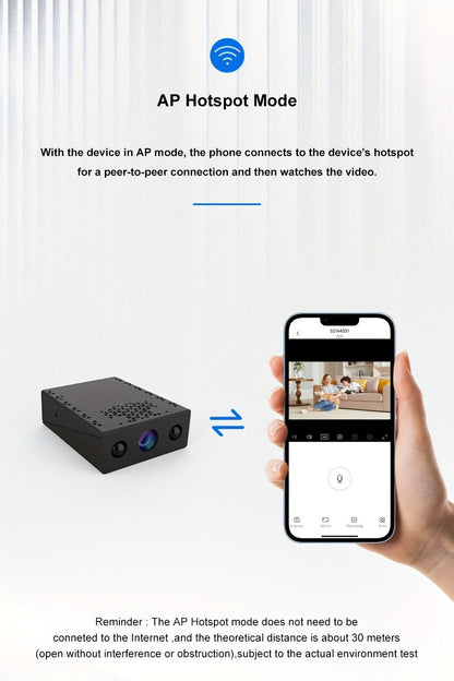 Mini Security Camera No WiFi No Internet Needed, Full HD 1080P Wireless Indoor Camera Built-In AP Hotspot